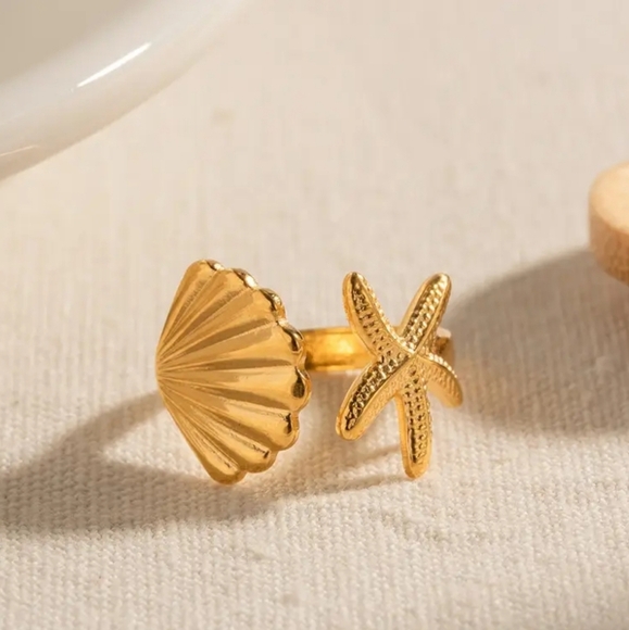 NEW! Starfish & Shell Adjustable Ring – Everyday Style or Gift Ready - Picture 6 of 9